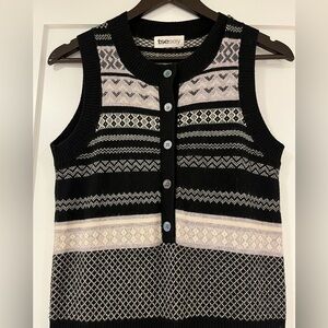 TSE Black and Beige Soft Cashmere Wool Geometric Jumpsuit